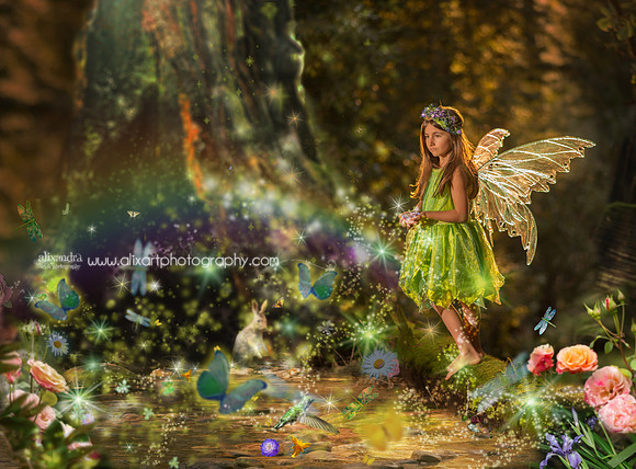 The Green Forest Fairy spreading magic